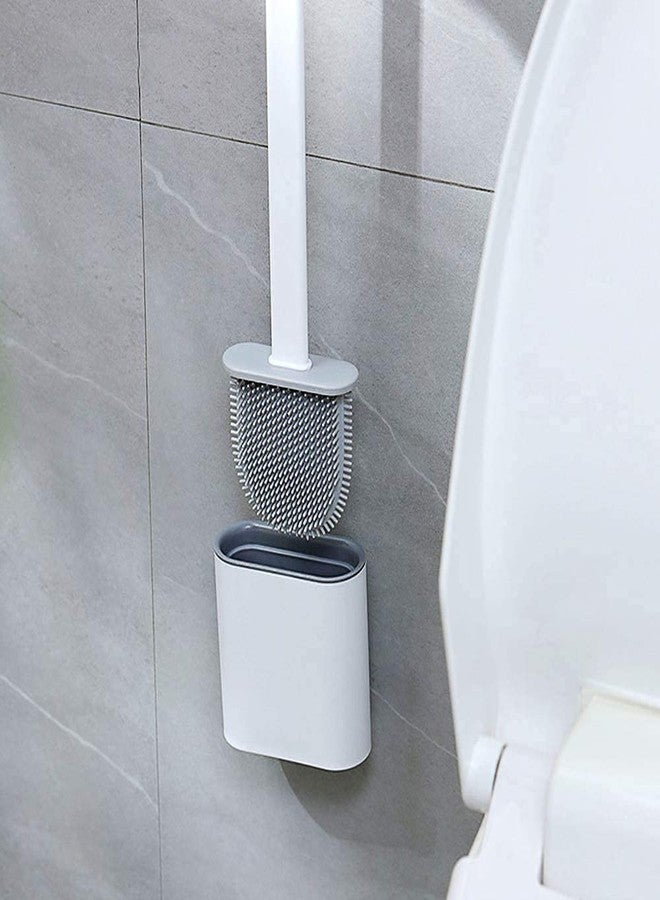 Roktry Silicone Toilet Brush with Holder No-Slip Long Handle Soft Silicone Bristles Wall Mounted Deep Cleaning Toilet Bowl Brush for Bathroom Toilet Brush (Pack of 1) - Image 3